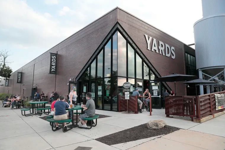 Outdoor seating at Yards Brewing Company in Phila., Pa. on July 15, 2020.
