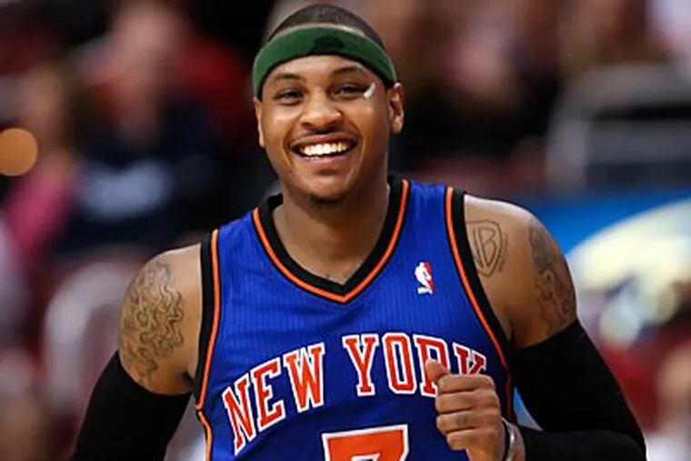 Carmelo Anthony scored 31 points and grabbed 11 rebounds against the Sixers on Wednesday. (Steven M. Falk/Staff Photographer)