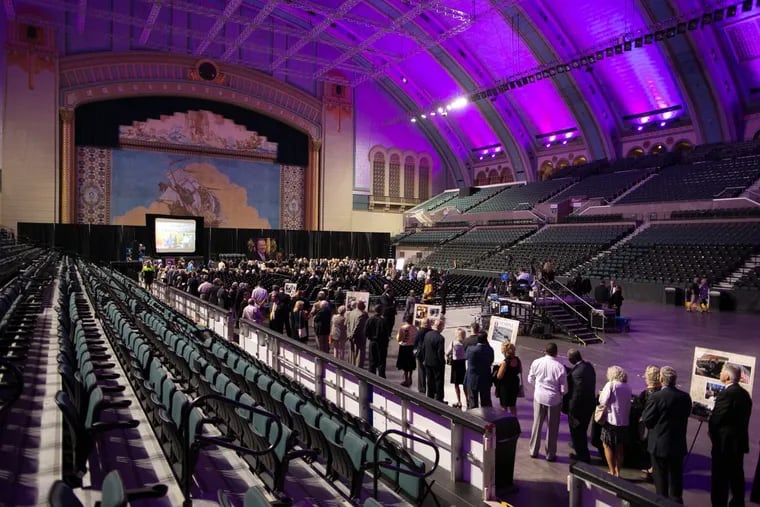 The line of mourners inside Boardwalk Hall, in Atlantic City, Thursday, Sept. 14, at the public memorial service for the late state senator and former city mayor Jim Whelan.