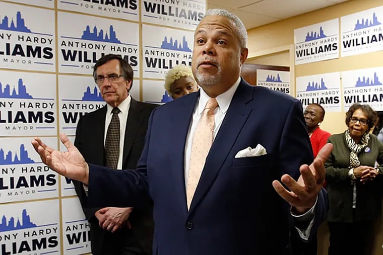 Mayoral candidate Anthony Hardy Williams talks about a plan to provide $200 million in public school funding in a  Wednesday, March 4, 2015, news conference.  ( YONG KIM / Staff Photographer )