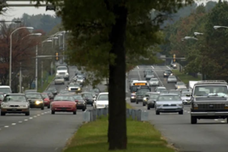 Afternoon traffic heads north on Roosevelt Boulevard near Grant Avenue. The Boulevard is one of the most dangerous roads in Philadelphia.
