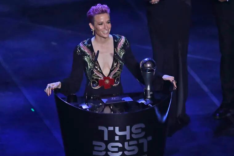 Megan Rapinoe was rewarded at the FIFA Best awards for leading the United States to the women's World Cup title in July.