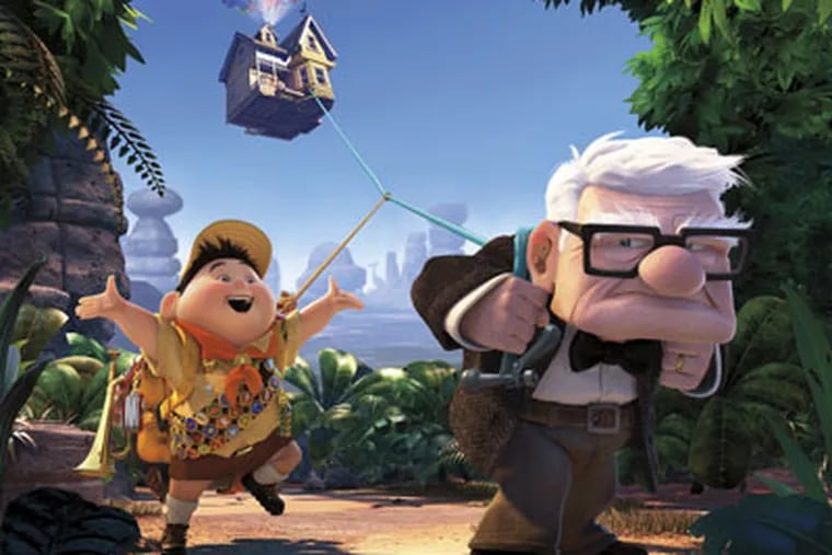 In the wonderful "Up," a cranky septuagenarian finds adventure with the
help of helium-filled balloons and an overeager, badge-seeking scout.