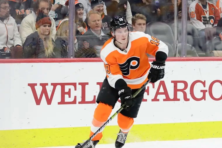 Flyers center Nolan Patrick is sidelined with an undisclosed upper-body injury.