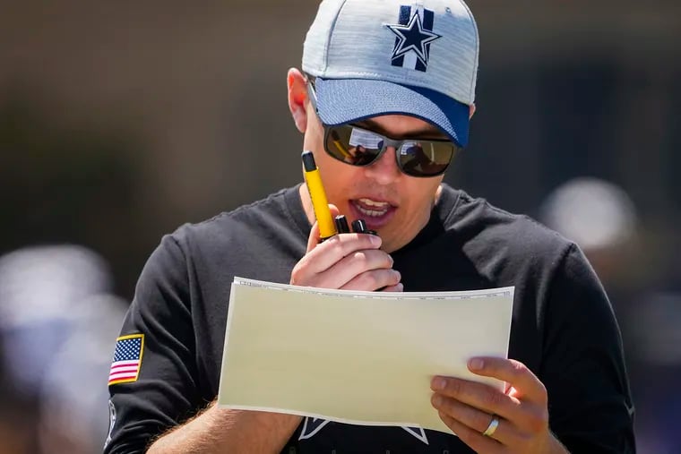 Kellen Moore in 2021 during his time as Dallas Cowboys offensive coordinator.
