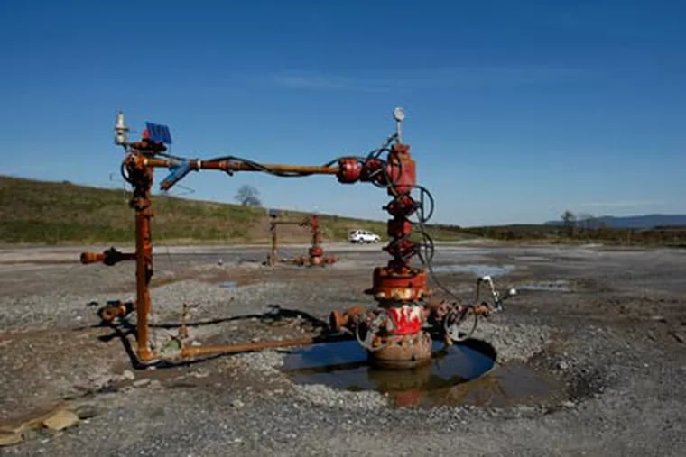 The Barto #1H and 2H well heads, both producing gas, are named after the leaseholder, farmer W. Neil Barto.  ( Michael S. Wirtz / Staff Photographer )