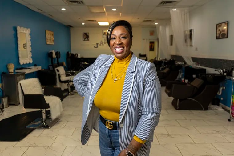 Atiya Johnson, 38, of Clementon, N.J., owner of Janas Hair Salon and Janas Cosmetology Academy. The business was chosen to get a $50,000 grant from Beyoncé's charity organization, BeyGOOD.