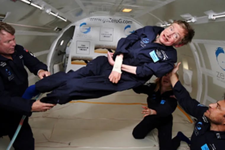 Stephen Hawking made two weightless flips like &quot;a gold-medal gymnast,&quot; said Peter Diamandis, whose company owns the jet.
