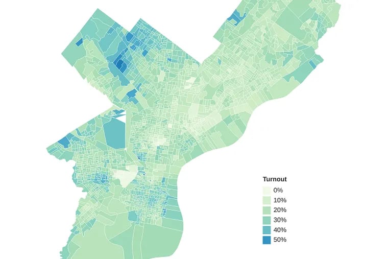 Turnout by precinct in Tuesday’s election.