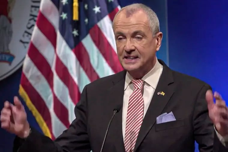 This livestream framegrab shows New Jersey Democratic Gov. Phil Murphy delivering his fourth state of the state address on Jan. 11. Less than three weeks earlier, he signed a new law lifting the ban on General Assistance to people convicted of drug distribution charges.