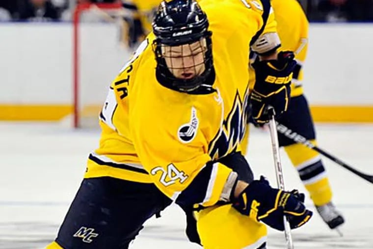 The Flyers were reportedly one of 20 teams to scout Merrimack forward Stephane Da Costa. (Josh Gibney/AP Photo)
