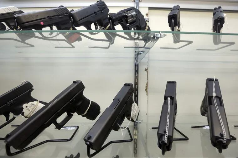 Guns on display at a store in Miami.