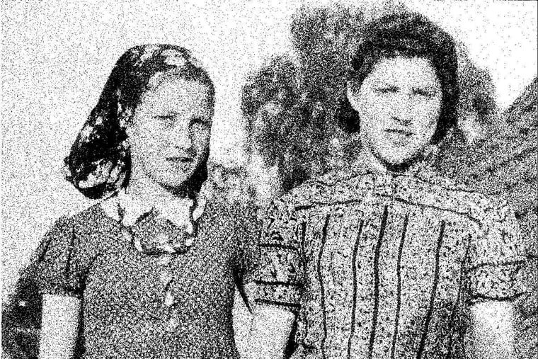 Judy (left) and her sister Rachel after liberation, in Denmark 1946