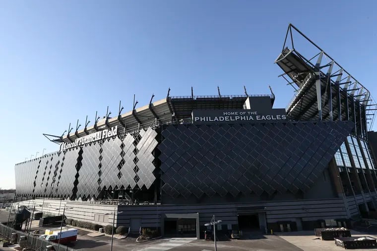 Lincoln Financial Field, with its solar panels facing I-95.