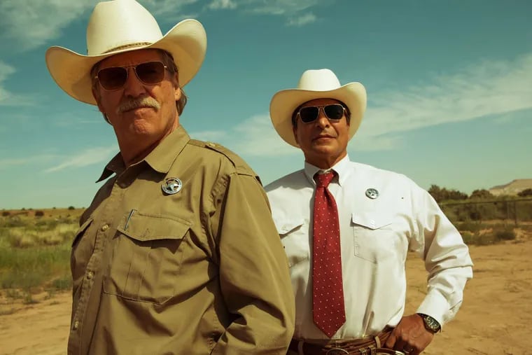 Hot on the trail: Jeff Bridges (left) and Gil Birmingham are crusty old Texas Rangers after a pair of bank-robbing brothers in the contemporary western &quot;Hell or High Water.&quot; LOREY SEBASTIAN / CBS