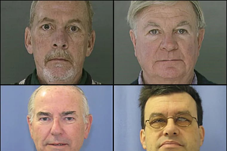 Scheduled for a court hearing at 1 p.m. are (clockwise, from top left) priest James Brennan, defrocked priest Edward Avery, former Catholic school teacher Bernard Shero and priest Charles Engelhardt. Msgr. William Lynn (not pictured) is also scheduled to be in court.