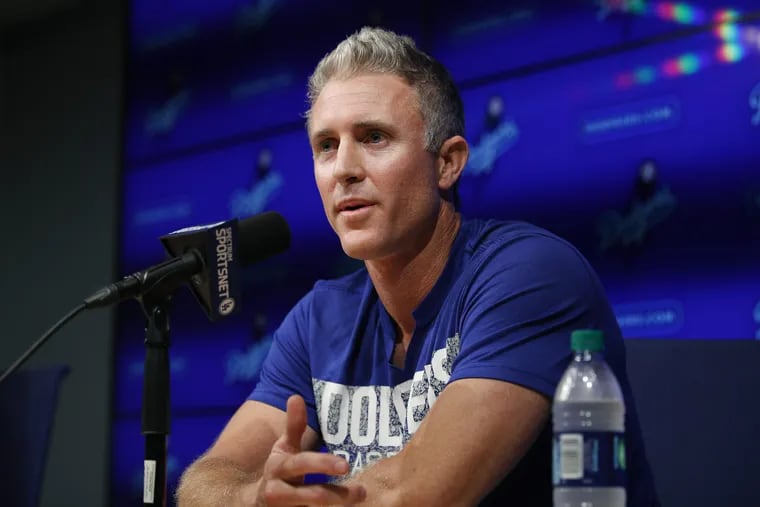 Los Angeles Dodgers infielder Chase Utley speaks during a news conference held to announce his retirement at the end of the season, Friday, July 13, 2018, in Los Angeles