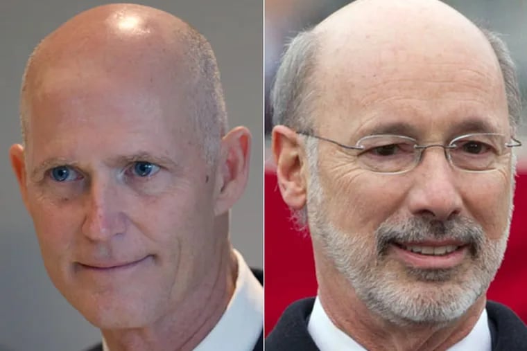 Florida Gov. Rick Scott (left) and Pennsylvania Gov. Tom Wolf