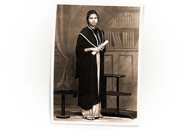 The author's grandmother, Thankamma Chacko, in 1944, getting her PhD.