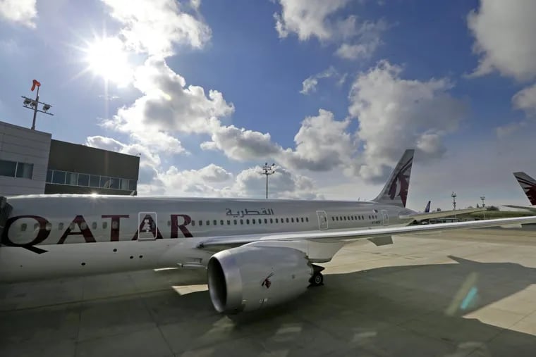 The 24th Boeing 787 airplane purchased by Qatar Airways is shown Wednesday, Nov. 4, 2015, during a delivery ceremony in Everett, Wash.