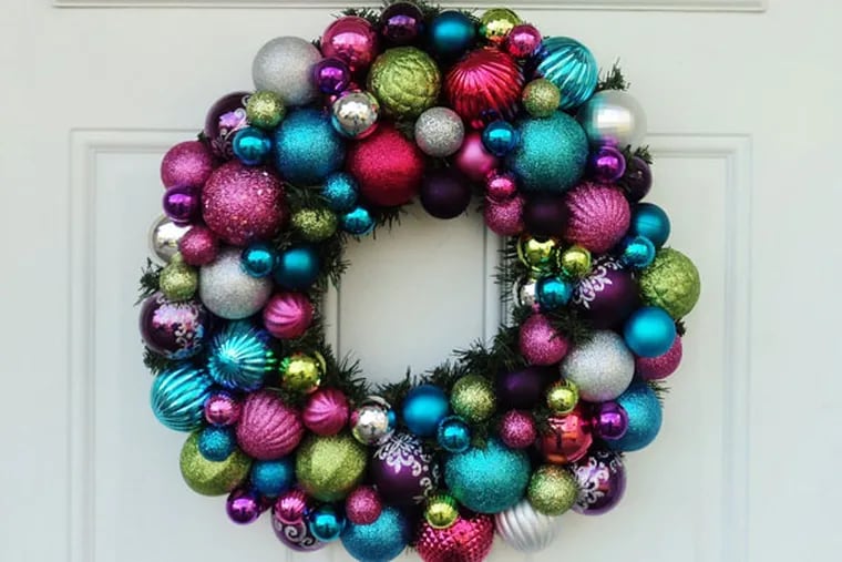 Give your front door a splash of color with this neon retro wreath.