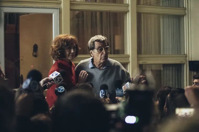 Kathy Baker and Al Pacino as Sue and Joe Paterno in HBO's &quot;Paterno,&quot; a film from Barry Levinson scheduled to premiere in the spring of 2018