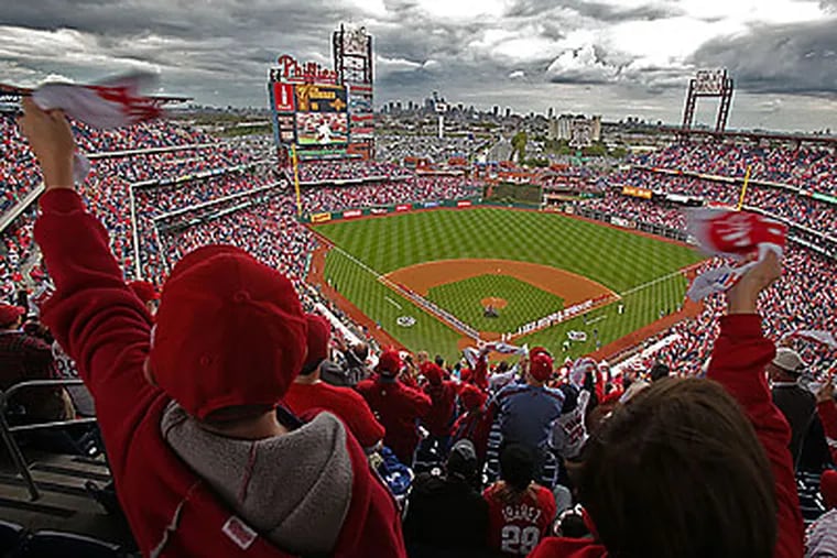 More than 46,000 fans celebrated the Phillies' 4-0 win over the Reds at Citizens Bank Park. (David M Warren/Staff Photographer)