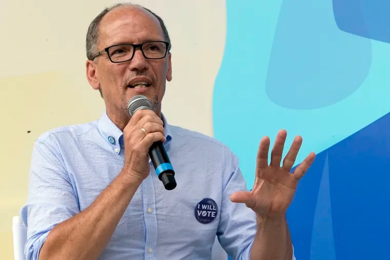 In this July 21, 2018, file photo, Democratic National Committee Chair Tom Perez speaks in New York.