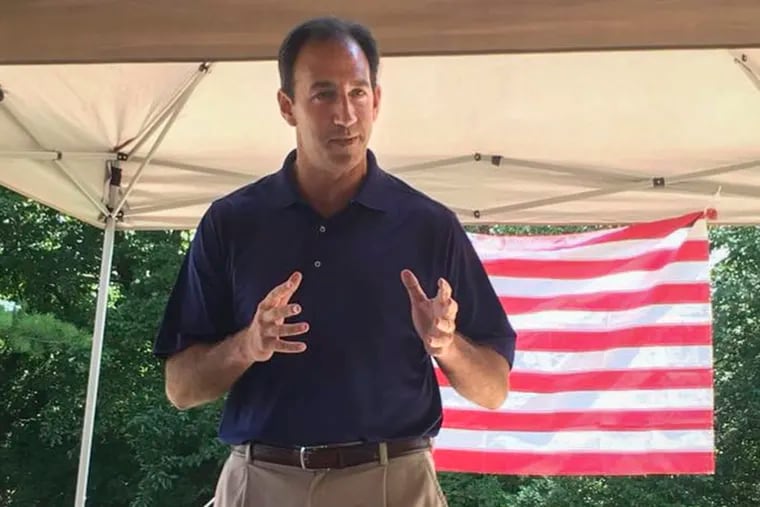 Republican Jeff Bartos of Lower Merion campaigning for the U.S. Senate in July 2017.