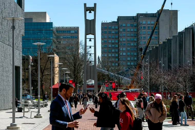 The Bell Tower at Lenfest Circle on the campus of Temple University.