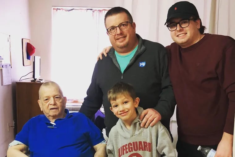 Mr. Bohn (left) with son Walter Jr. and grandsons Declan and Chaz (right).