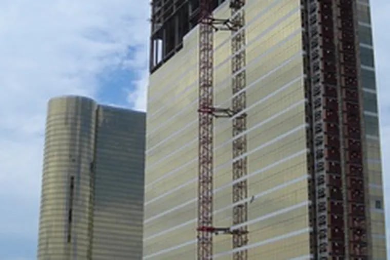 A topping-off ceremony was celebrated yesterday at the Water Club in Atlantic City, a $400 million hotel tower being built next to the Borgata.