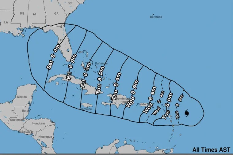 Irma’s projected path.