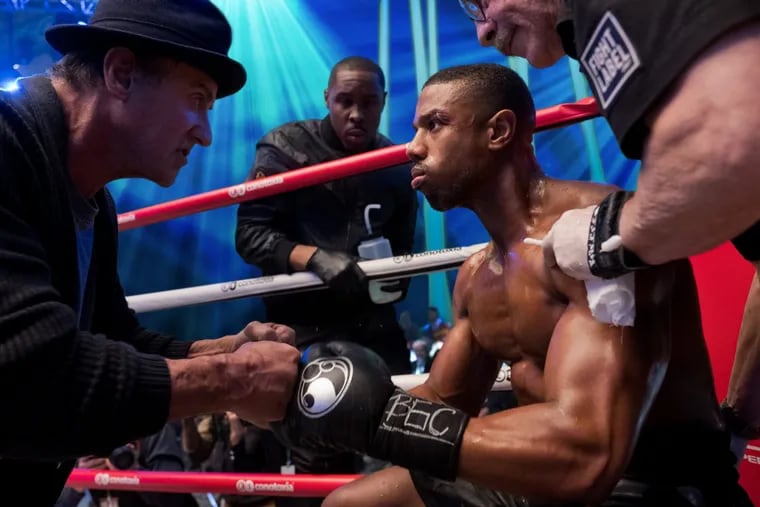Sylvester Stallone stars as Rocky Balboa, Wood Harris as Tony 'Little Duke' Burton,.Michael B. Jordan as Adonis Creed .and Jacob 'Stitch' Duran as Stitch-Cutman, in CREED II, .a Metro Goldwyn Mayer Pictures and Warner Bros. Pictures film