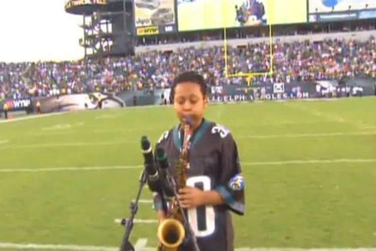 Immanuel Wilkins performs a jazzed-up rendition of the National Anthem at a pre-season Eagles game in 2009. (YouTube)
