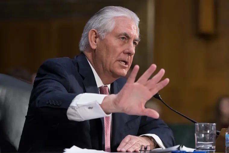 Secretary of State-designate Rex Tillerson testifies on Capitol Hill in Washington, Wednesday, Jan. 11, 2017, at his confirmation hearing before the Senate Foreign Relations Committee.