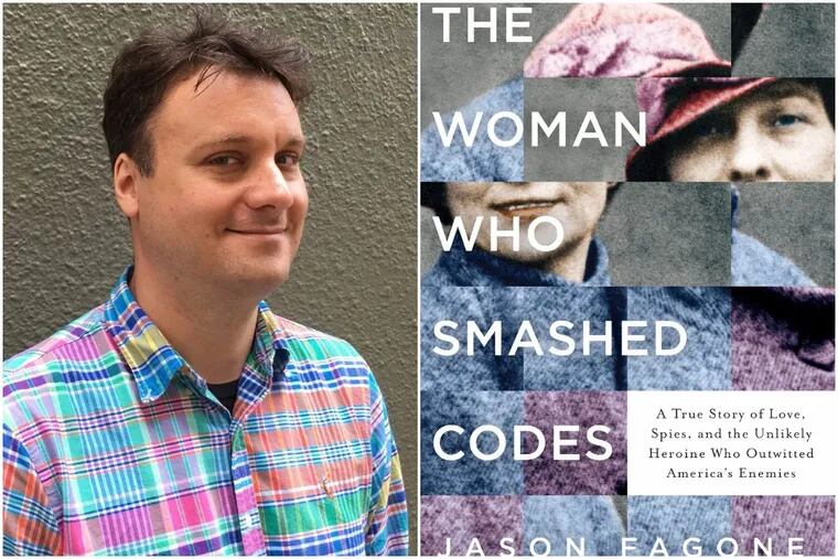 Jason Fagone (left) and his book, &quot;The Woman Who Smashed Codes&quot;