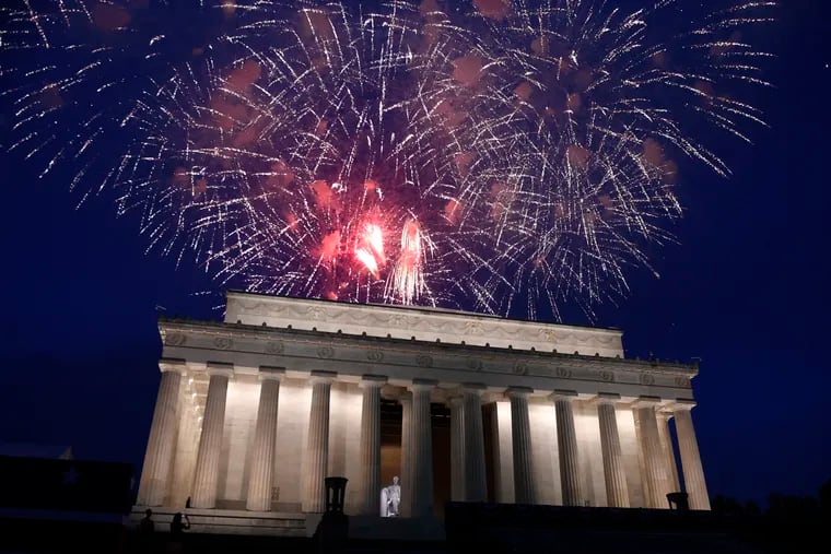 Fireworks go off over the Lincoln Memorial on July 4, 2019. The Trump administration is promising one of the largest fireworks displays in recent memory this year.