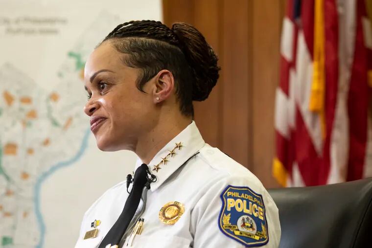 Danielle Outlaw, the new Philadelphia Police Commissioner, is interviewed at Police Headquarters. She is the first black woman to lead the 6,500-member department.