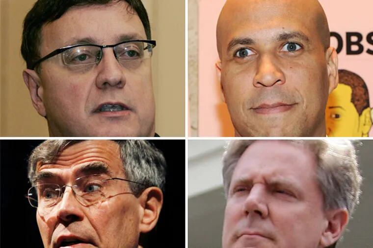 (Clockwise from top left) Steve Lonegan, Cory Booker, Rep. Frank Pallone and Rep. Rush Holt.