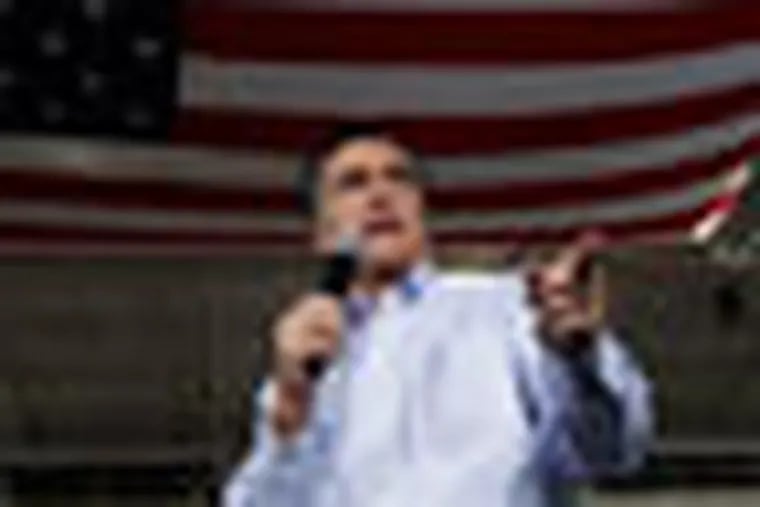 Republican presidential candidate, former Massachusetts Gov. Mitt Romney campaigns at Ring Power Lift Trucks in Jacksonville, Fla., Monday, Jan. 30, 2012. (AP Photo/Charles Dharapak)