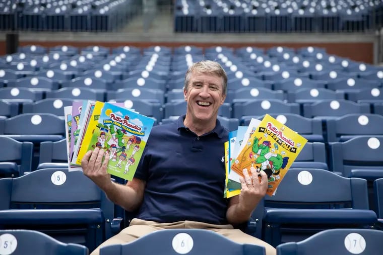 Tom Burgoyne, the man who portrays the Phillie Phanatic, has written 20 children’s books about the mascot. His latest book comes out May 19 as a giveaway at the game against the Washington Nationals.