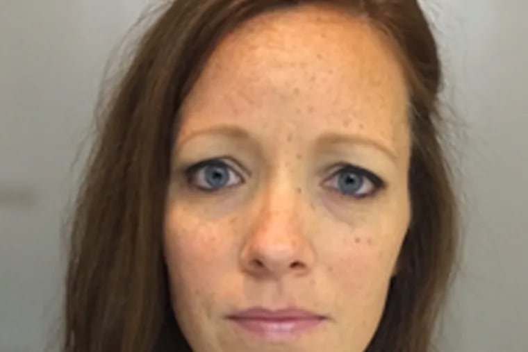 The Bucks County District Attorney's Office said Bridgett Szychulski, seen here in a law enforcement photo, was a teacher at the Lenape Middle School in Doylestown when she had a sexual relationship with a boy.