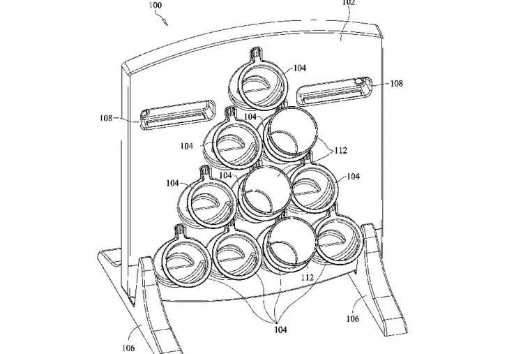 A beer pong rack proposal for a patent.