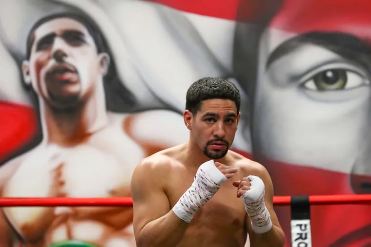 Danny Garcia shadowboxes in the ring during a training session at his gym in Philadelphia on Thursday, July 6, 2022. Garcia will fight Jose Benavidez at the Barclays Center in Brooklyn on July 30.