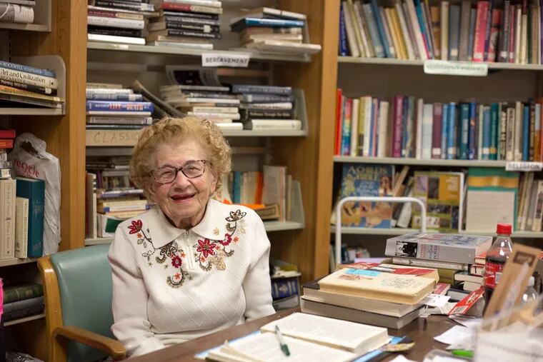 KleinLife librarian Edith Kutcher, 98, has been a volunteer at the Northeast Philadelphia site for 38 years. The center provides an array of
services for seniors including the homebound.