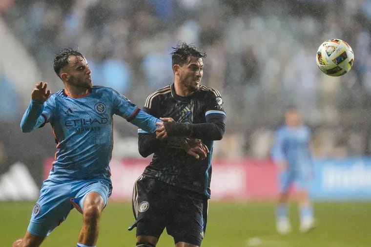 Julián Carranza (center) scored the only Union goal in a 2-1 defeat against NYCFC.