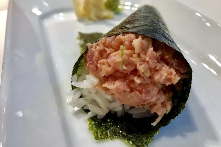 A tuna hand roll at Umi Seafood & Sushi.
