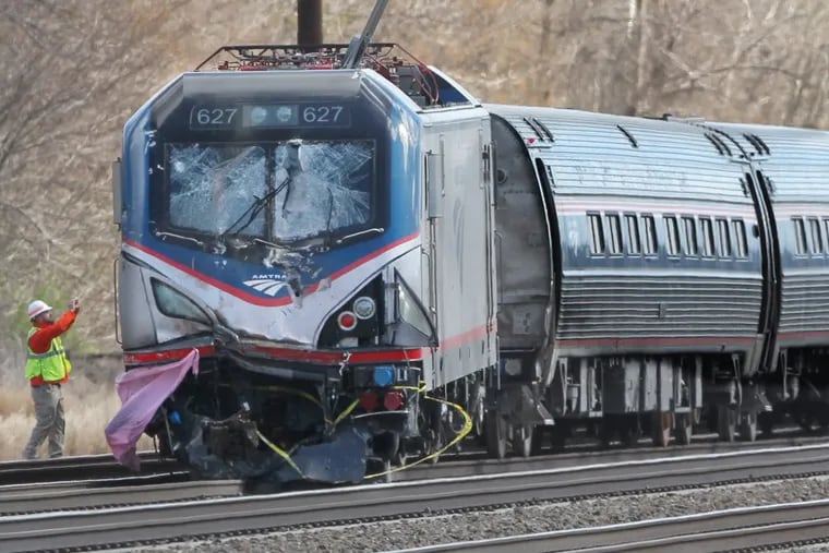 An Amtrak passenger train struck a backhoe on an adjacent track in April 2016 near Chester, killing two workers and derailing the locomotive.
