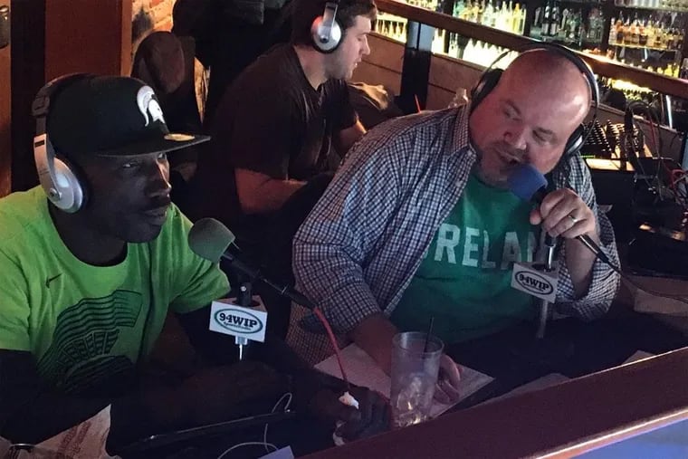 Former WIP host Chris Carlin (right) alongside Ike Reese prior to his return to WFAN in New York City.